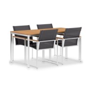 Mobilier à dîner de jardin 5pcs Teck massif et acier inoxydable