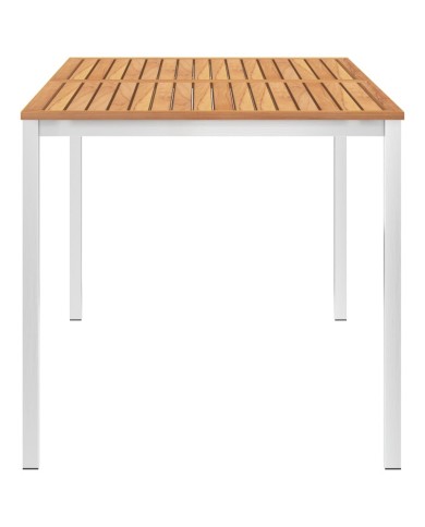 Mobilier à dîner de jardin 5pcs Teck massif et acier inoxydable