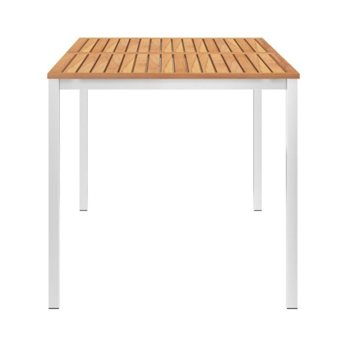 Mobilier à dîner de jardin 5pcs Teck massif et acier inoxydable