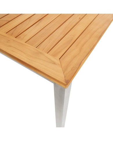 Mobilier à dîner de jardin 5pcs Teck massif et acier inoxydable