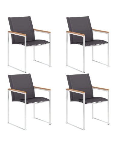 Mobilier à dîner de jardin 5pcs Teck massif et acier inoxydable