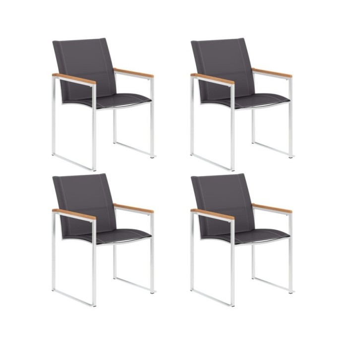 Mobilier à dîner de jardin 5pcs Teck massif et acier inoxydable