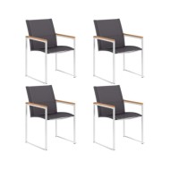 Mobilier à dîner de jardin 5pcs Teck massif et acier inoxydable