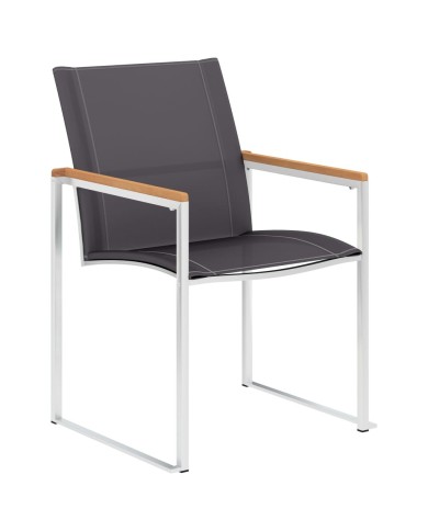 Mobilier à dîner de jardin 5pcs Teck massif et acier inoxydable