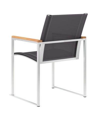 Mobilier à dîner de jardin 5pcs Teck massif et acier inoxydable