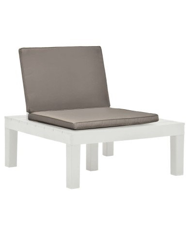 Chaises de salon de jardin et coussins 4 pcs Plastique Blanc