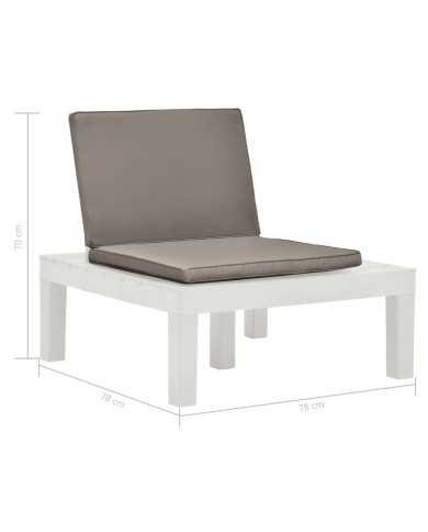 Chaises de salon de jardin et coussins 4 pcs Plastique Blanc