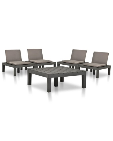 Salon de jardin 5 pcs Plastique Anthracite 