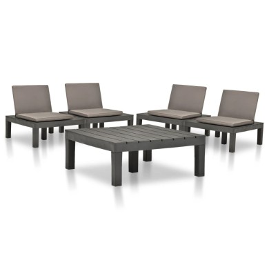 Salon de jardin 5 pcs Plastique Anthracite 