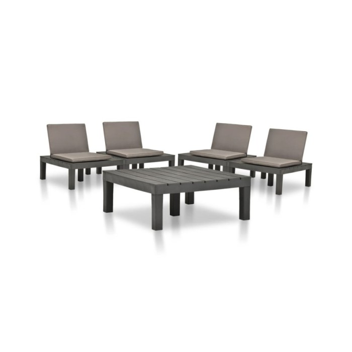 Salon de jardin 5 pcs Plastique Anthracite 