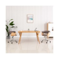 Chaise pivotante de bureau Taupe Bois courbé et tissu
