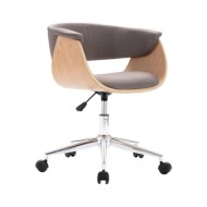 Chaise pivotante de bureau Taupe Bois courbé et tissu
