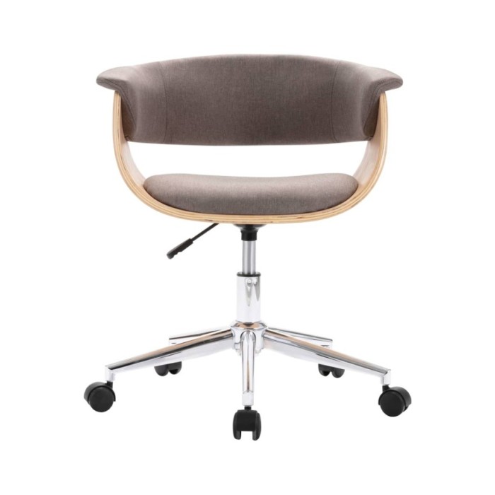 Chaise pivotante de bureau Taupe Bois courbé et tissu