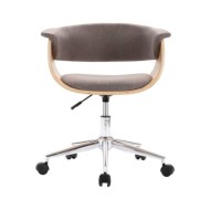 Chaise pivotante de bureau Taupe Bois courbé et tissu