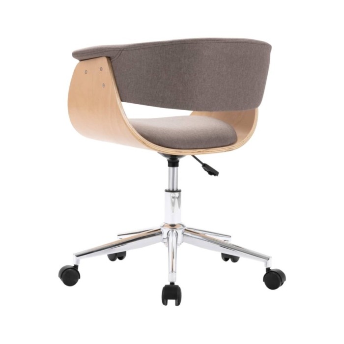 Chaise pivotante de bureau Taupe Bois courbé et tissu