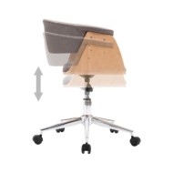 Chaise pivotante de bureau Taupe Bois courbé et tissu