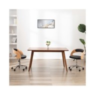 Chaise pivotante de bureau Noir Bois courbé et similicuir