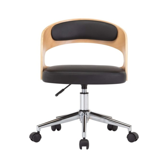 Chaise pivotante de bureau Noir Bois courbé et similicuir
