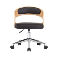 Chaise pivotante de bureau Noir Bois courbé et similicuir