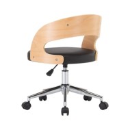 Chaise pivotante de bureau Noir Bois courbé et similicuir