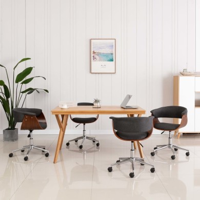 Chaises pivotantes de salle à manger 4 pcs Gris Tissu