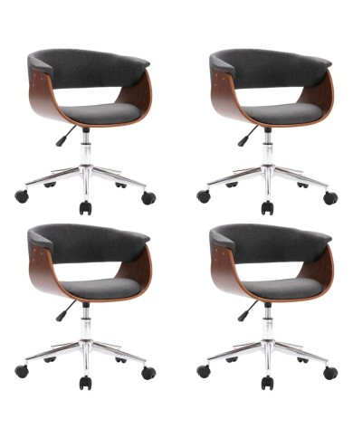 Chaises pivotantes de salle à manger 4 pcs Gris Tissu
