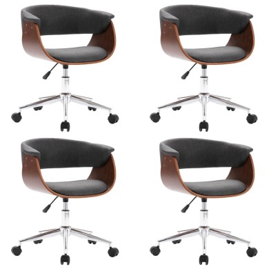 Chaises pivotantes de salle à manger 4 pcs Gris Tissu
