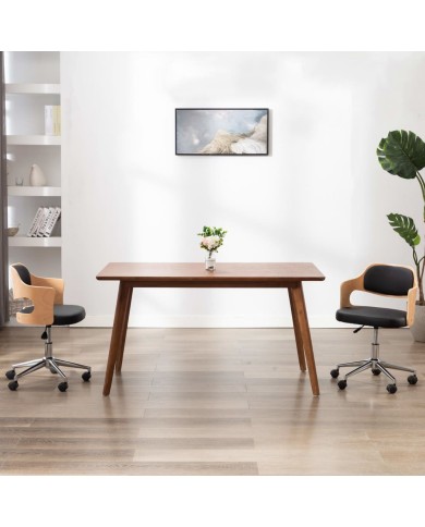 Chaises pivotantes à dîner 2 pcs Noir Bois courbé et similicuir