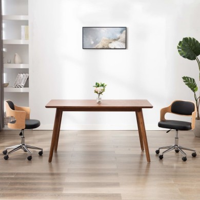 Chaises pivotantes à dîner 2 pcs Noir Bois courbé et similicuir