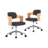 Chaises pivotantes à dîner 2 pcs Noir Bois courbé et similicuir