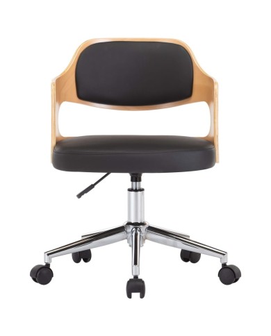 Chaises pivotantes à dîner 2 pcs Noir Bois courbé et similicuir