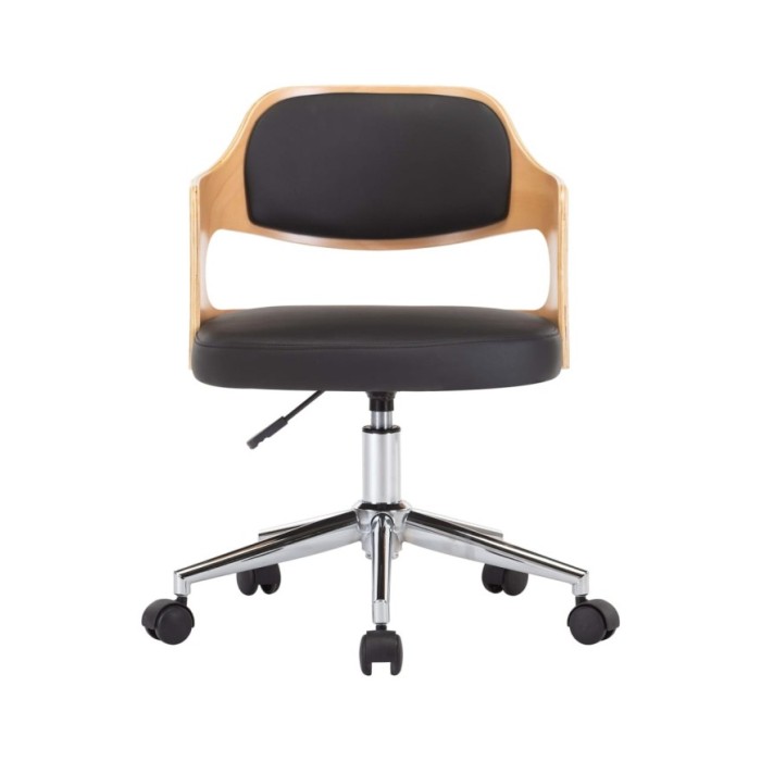 Chaises pivotantes à dîner 2 pcs Noir Bois courbé et similicuir