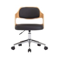 Chaises pivotantes à dîner 2 pcs Noir Bois courbé et similicuir