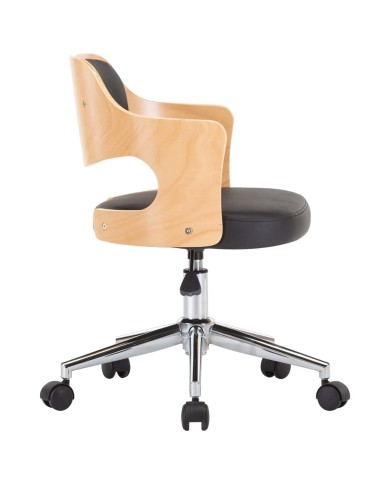 Chaises pivotantes à dîner 2 pcs Noir Bois courbé et similicuir