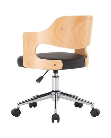 Chaises pivotantes à dîner 2 pcs Noir Bois courbé et similicuir