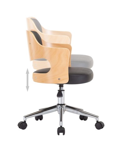 Chaises pivotantes à dîner 2 pcs Noir Bois courbé et similicuir
