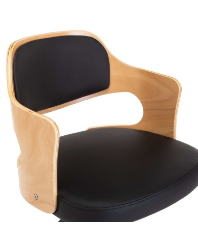 Chaises pivotantes à dîner 2 pcs Noir Bois courbé et similicuir