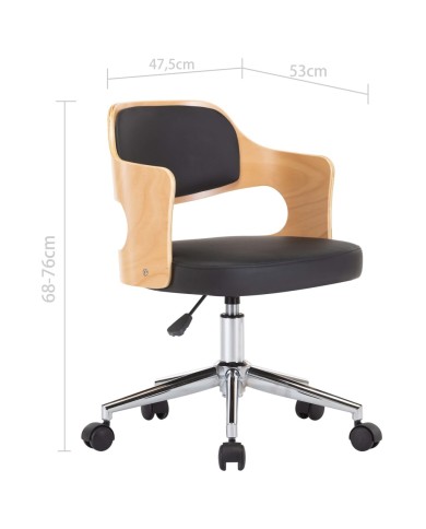 Chaises pivotantes à dîner 2 pcs Noir Bois courbé et similicuir