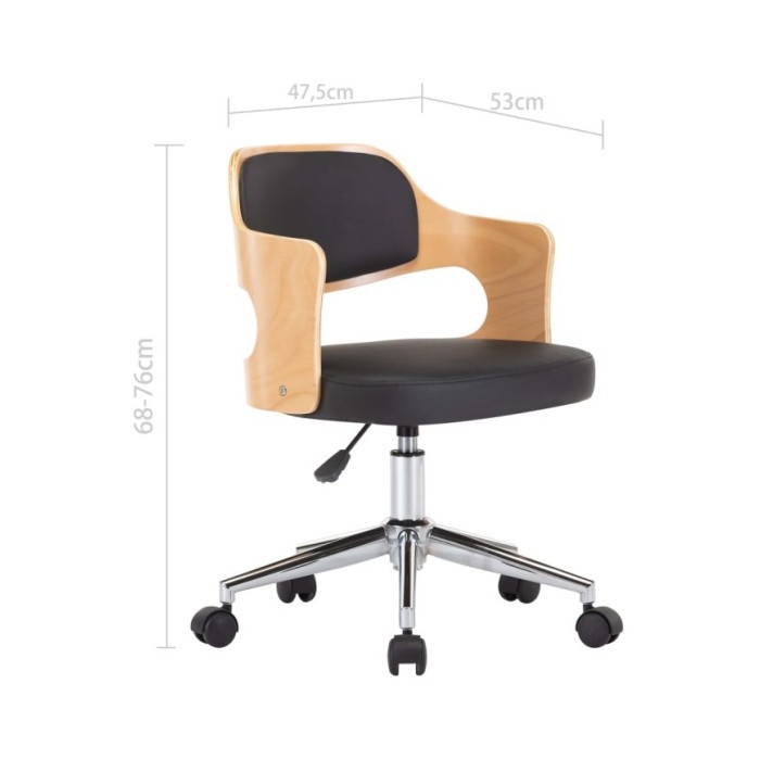 Chaises pivotantes à dîner 2 pcs Noir Bois courbé et similicuir