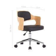 Chaises pivotantes à dîner 2 pcs Noir Bois courbé et similicuir