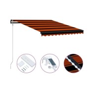 Auvent rétractable capteur de vent LED 300x250 cm Orange marron