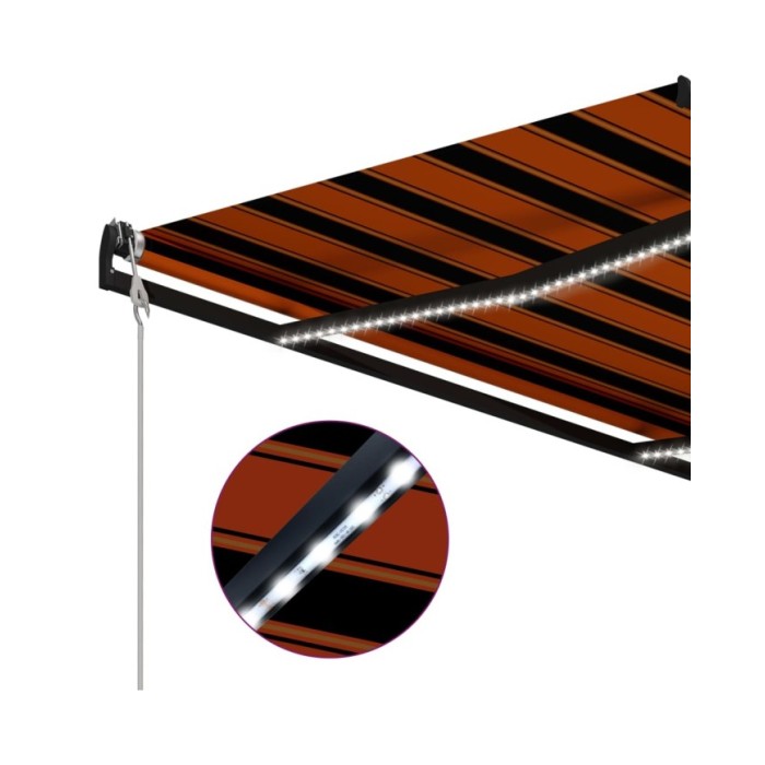 Auvent rétractable capteur de vent LED 300x250 cm Orange marron