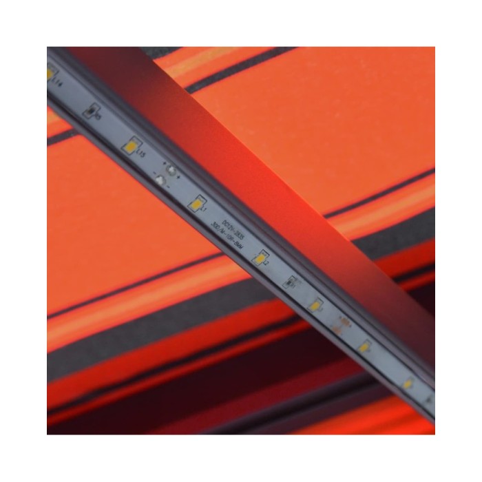 Auvent rétractable capteur de vent LED 300x250 cm Orange marron