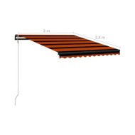 Auvent rétractable capteur de vent LED 300x250 cm Orange marron