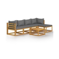 Salon de jardin 6 pcs avec coussin Bois d'acacia solide