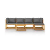 Salon de jardin 6 pcs avec coussin Bois d'acacia solide