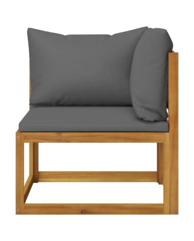 Salon de jardin 6 pcs avec coussin Bois d'acacia solide
