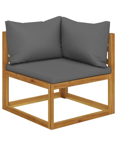 Salon de jardin 6 pcs avec coussin Bois d'acacia solide
