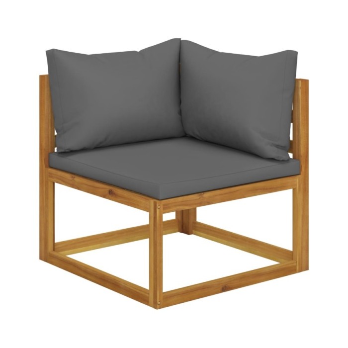 Salon de jardin 6 pcs avec coussin Bois d'acacia solide