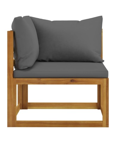 Salon de jardin 6 pcs avec coussin Bois d'acacia solide